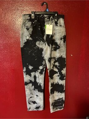 Elan Black & Gray Tie-Dye High-Waist Jeans